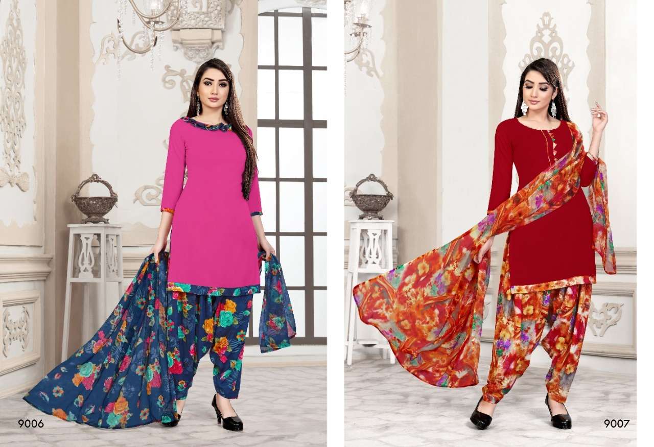 MILLY VOL-39 BY SWEETY FASHION 9001 TO 9012 SERIES BEAUTIFUL STYLISH SUITS FANCY COLORFUL CASUAL WEAR & ETHNIC WEAR & READY TO WEAR LEON CREPE DRESSES AT WHOLESALE PRICE