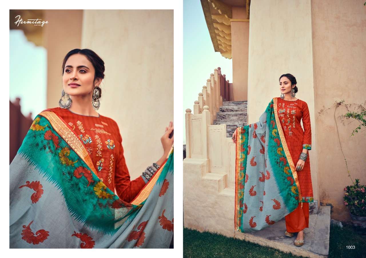 ANIKA BY HERMITAGE 1001 TO 1008 SERIES BEAUTIFUL STYLISH SUITS FANCY COLORFUL CASUAL WEAR & ETHNIC WEAR & READY TO WEAR LAWN COTTON PRINTED DRESSES AT WHOLESALE PRICE