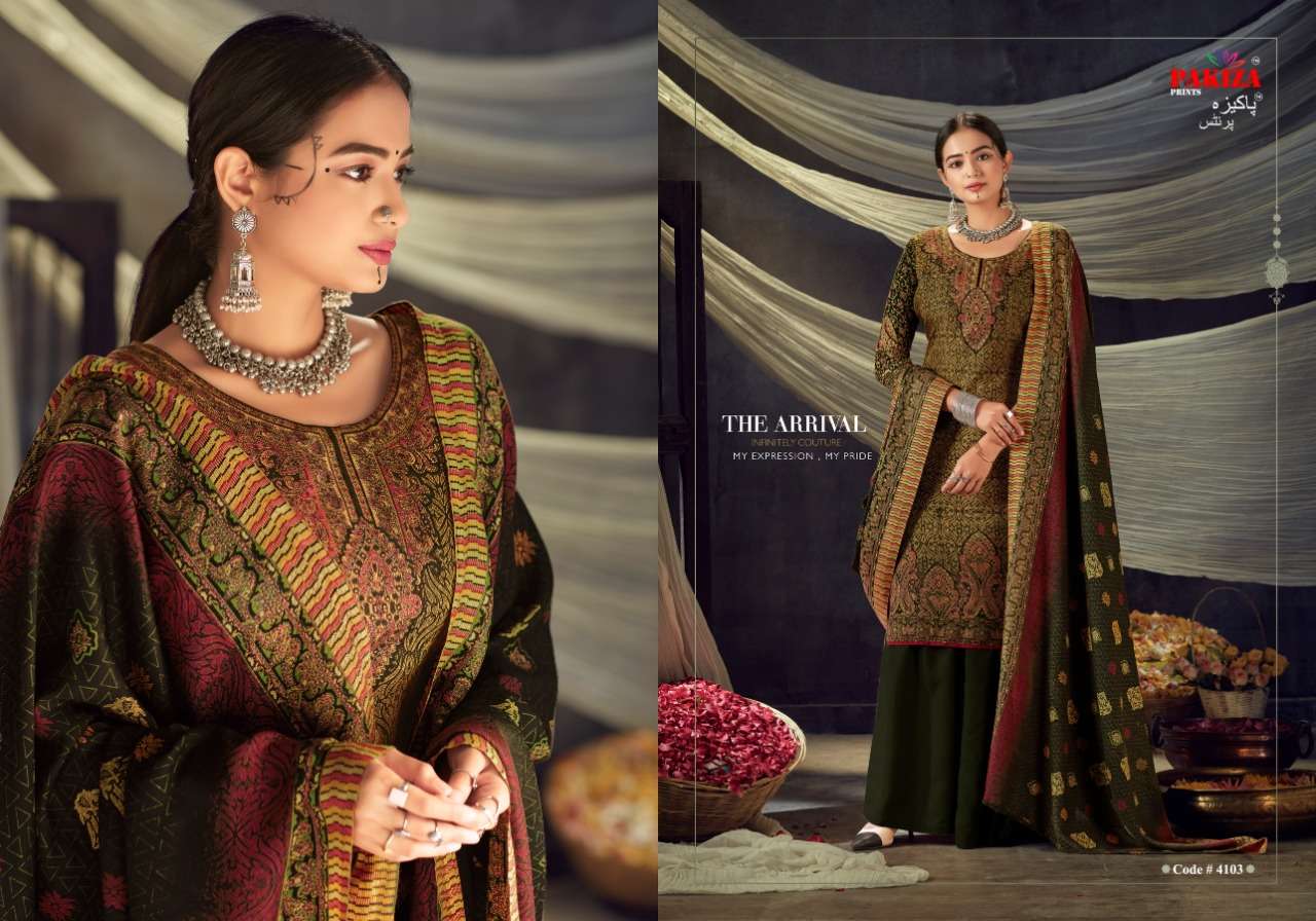 PACHMINA VOL-41 BY PAKIZA PRINTS 4101 TO 4108 SERIES BEAUTIFUL STYLISH SUITS FANCY COLORFUL CASUAL WEAR & ETHNIC WEAR & READY TO WEAR PACHMINA PRINTED DRESSES AT WHOLESALE PRICE