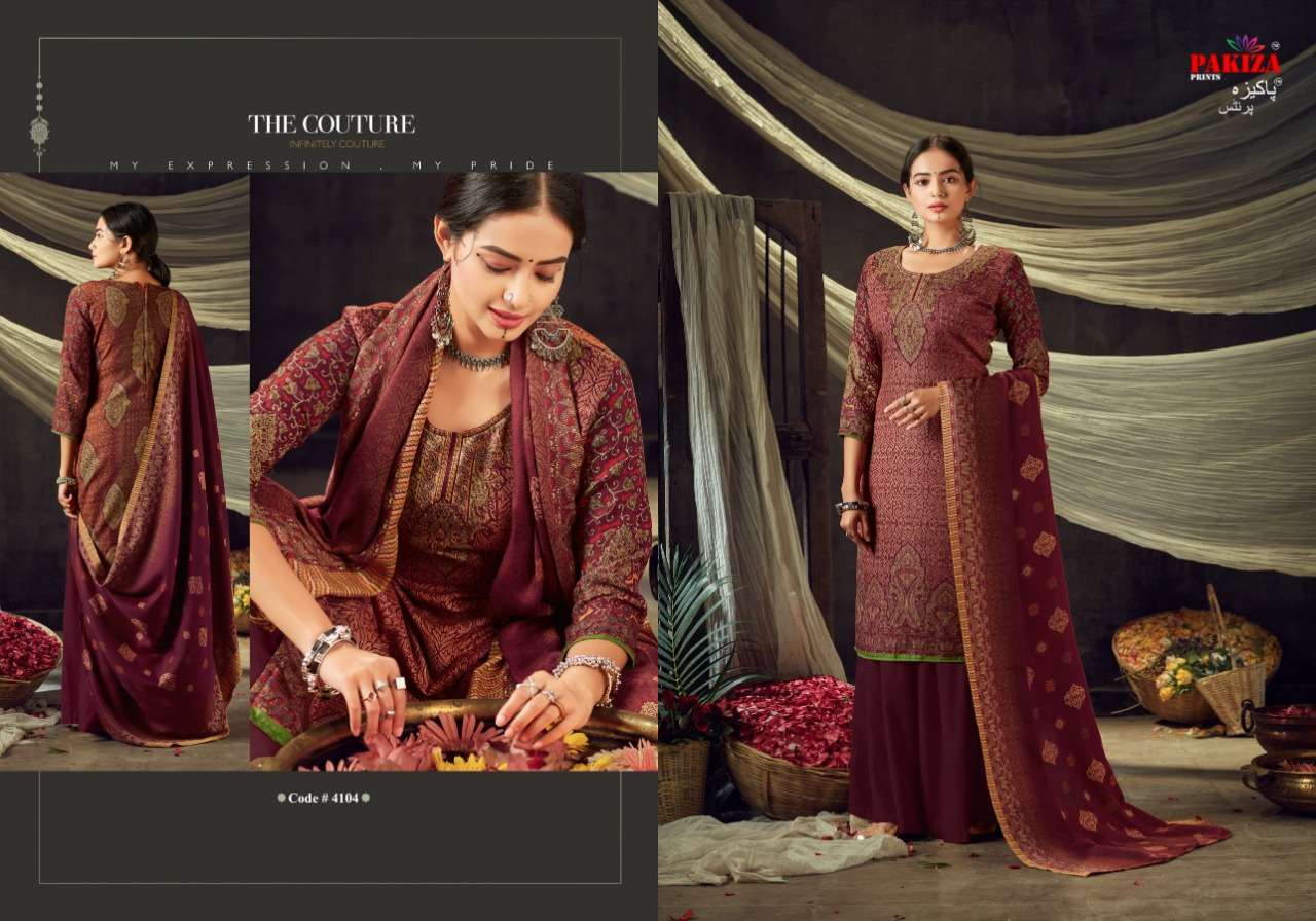 PACHMINA VOL-41 BY PAKIZA PRINTS 4101 TO 4108 SERIES BEAUTIFUL STYLISH SUITS FANCY COLORFUL CASUAL WEAR & ETHNIC WEAR & READY TO WEAR PACHMINA PRINTED DRESSES AT WHOLESALE PRICE