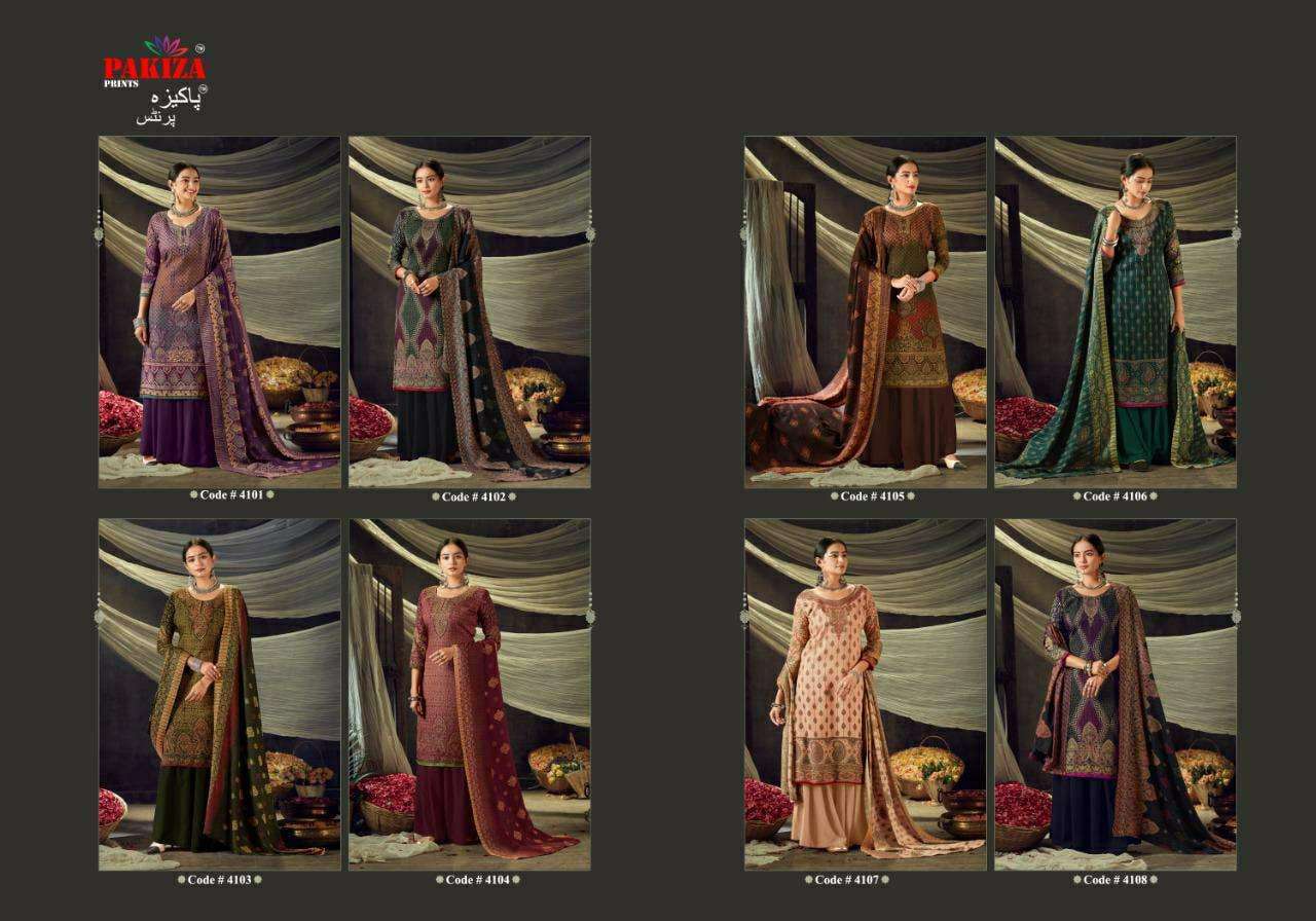 PACHMINA VOL-41 BY PAKIZA PRINTS 4101 TO 4108 SERIES BEAUTIFUL STYLISH SUITS FANCY COLORFUL CASUAL WEAR & ETHNIC WEAR & READY TO WEAR PACHMINA PRINTED DRESSES AT WHOLESALE PRICE