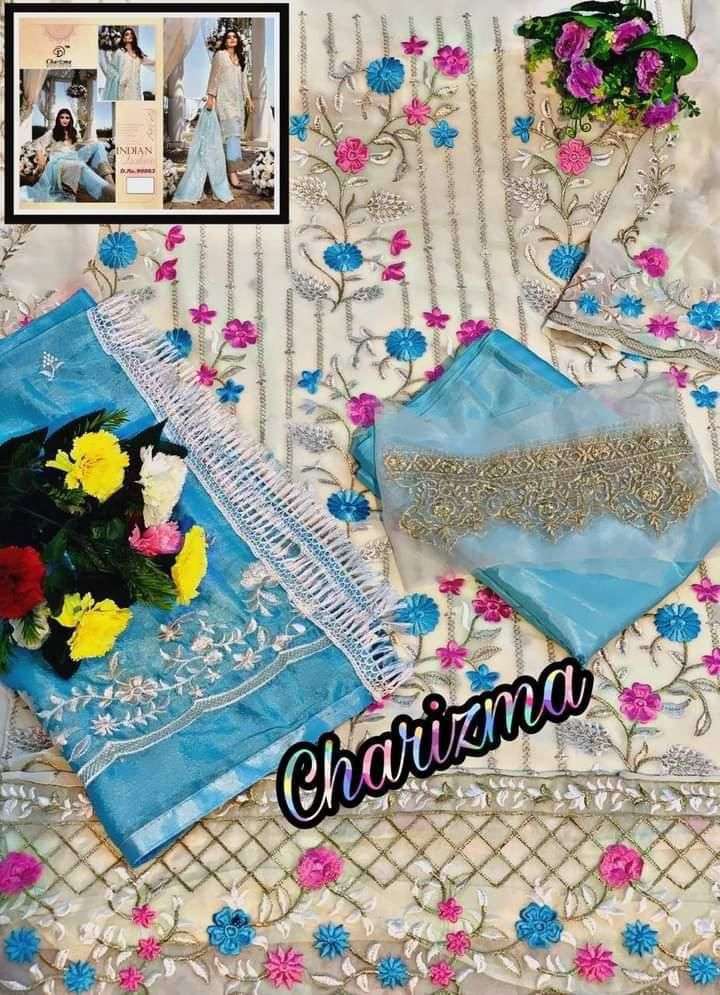 CHARIZMA SALE COLLECTION BY CHARIZMA DESIGNER FESTIVE PAKISTANI SUITS COLLECTION BEAUTIFUL STYLISH FANCY COLORFUL PARTY WEAR & OCCASIONAL WEAR GEORGETTE EMBROIDERED DRESSES AT WHOLESALE PRICE