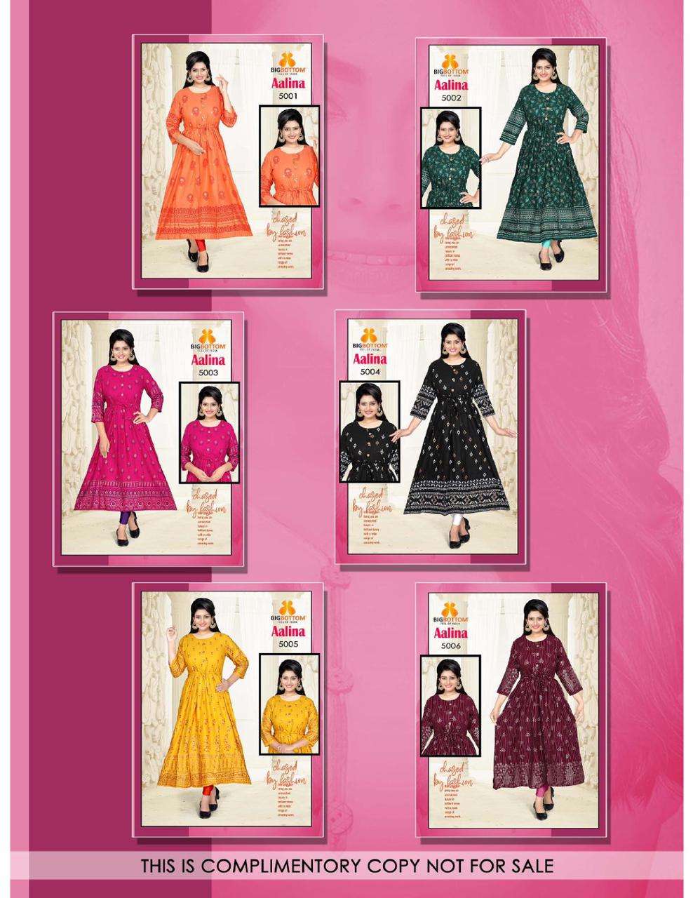 AALINA BY BIG BOTTOM 5001 TO 5006 SERIES BEAUTIFUL STYLISH FANCY COLORFUL CASUAL WEAR & ETHNIC WEAR HEAVY RAYON FOIL PRINT GOWNS AT WHOLESALE PRICE