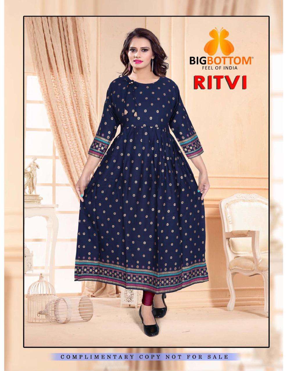 RITVI BY BIG BOTTOM 1 TO 3 SERIES BEAUTIFUL STYLISH FANCY COLORFUL CASUAL WEAR & ETHNIC WEAR RAYON FOIL PRINT GOWNS AT WHOLESALE PRICE
