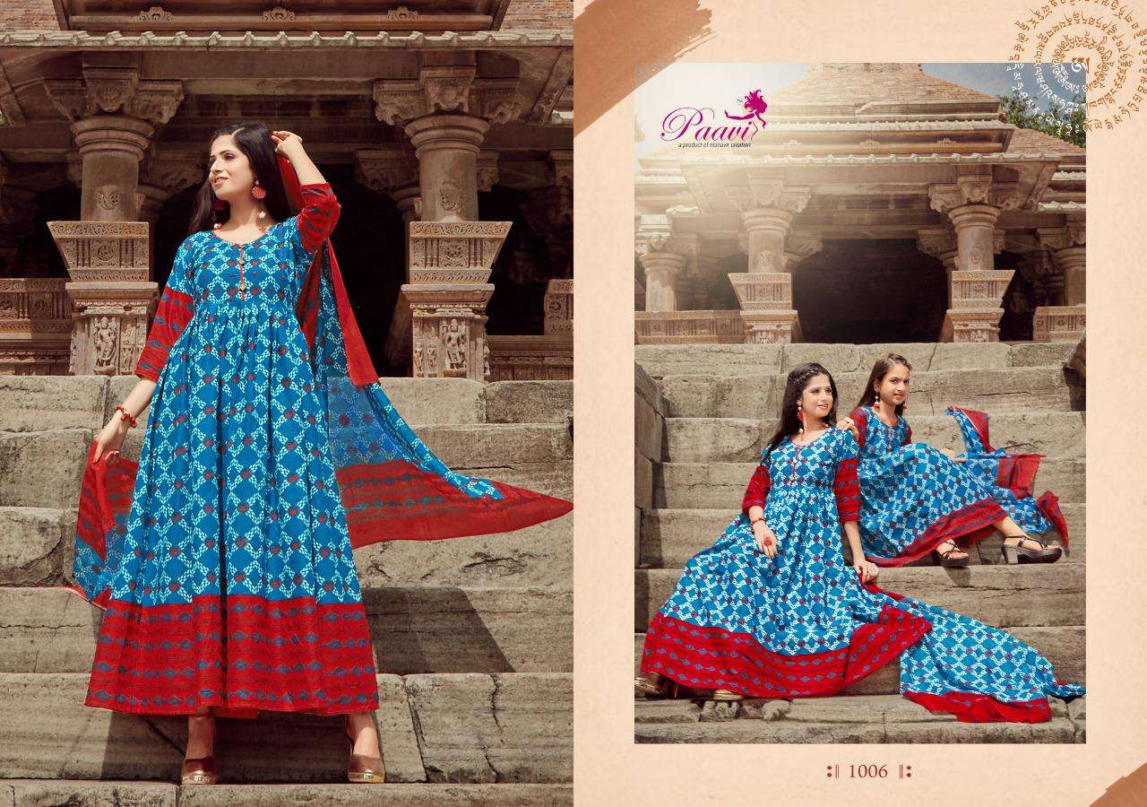 BAHAR BY PAAVI 1001 TO 1010 SERIES BEAUTIFUL STYLISH FANCY COLORFUL CASUAL WEAR & ETHNIC WEAR COTTON PRINT GOWNS WITH DUPATTA AT WHOLESALE PRICE