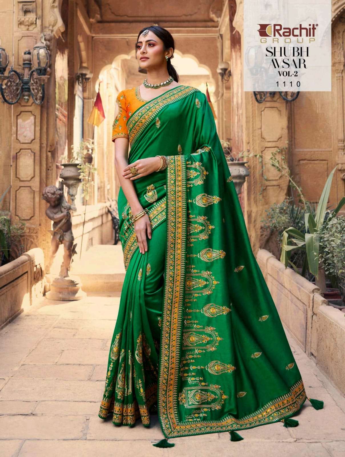SHUBH AVSAR VOL-2 BY RACHIT 1101 TO 1114 SERIES COLORFUL BEAUTIFUL FANCY PARTY WEAR & TRADITIONAL WEAR FANCY SAREES AT WHOLESALE PRICE