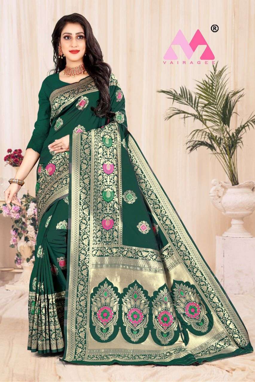 NYSA VOL-3 BY VAIRAGEE 301 TO 303 SERIES INDIAN TRADITIONAL WEAR COLLECTION BEAUTIFUL STYLISH FANCY COLORFUL PARTY WEAR & OCCASIONAL WEAR PURE BANARASI SILK SAREES AT WHOLESALE PRICE