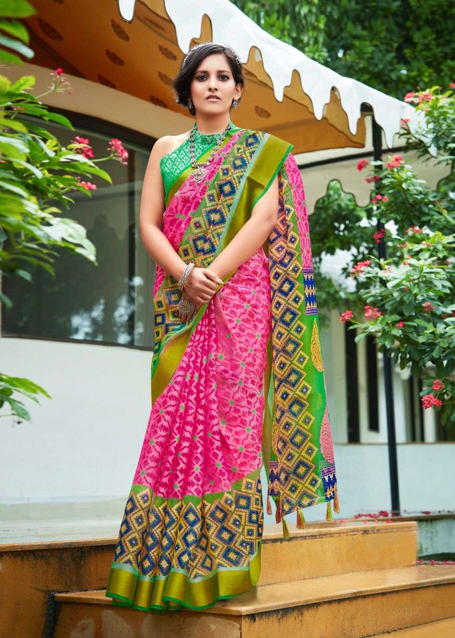 GOLDEN EYE BY MYRA 01 TO 09 SERIES INDIAN TRADITIONAL WEAR COLLECTION BEAUTIFUL STYLISH FANCY COLORFUL PARTY WEAR & OCCASIONAL WEAR ORGANZA BRASSO SILK SAREES AT WHOLESALE PRICE