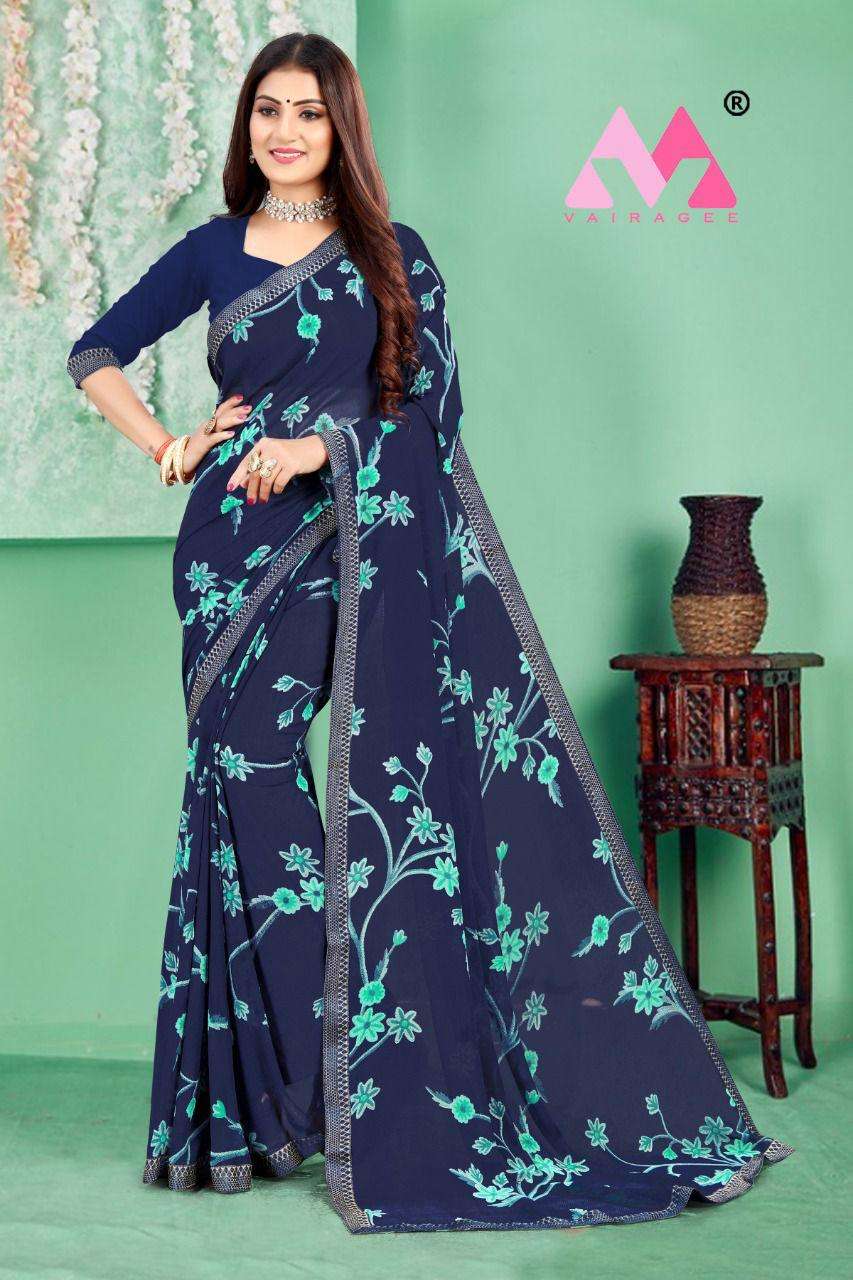 SARASWATI VOL-8 BY VAIRAGEE 801 TO 809 SERIES INDIAN TRADITIONAL WEAR COLLECTION BEAUTIFUL STYLISH FANCY COLORFUL PARTY WEAR & OCCASIONAL WEAR ROYAL GEORGETTE SAREES AT WHOLESALE PRICE