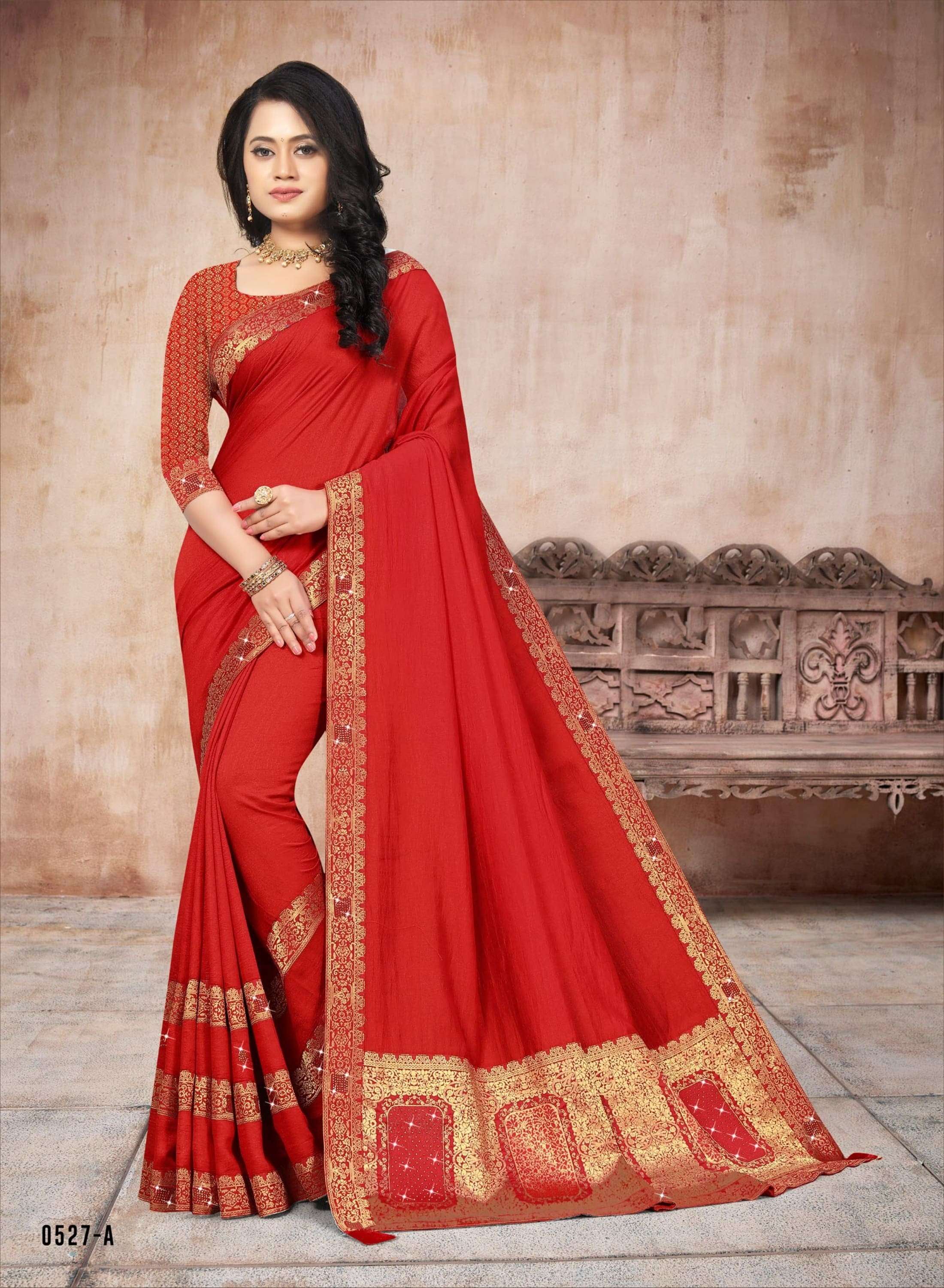 RAM SETU BY INDIAN WOMEN 0527-A TO 0527-F SERIES INDIAN TRADITIONAL WEAR COLLECTION BEAUTIFUL STYLISH FANCY COLORFUL PARTY WEAR & OCCASIONAL WEAR VICHITRA SILK SAREES AT WHOLESALE PRICE