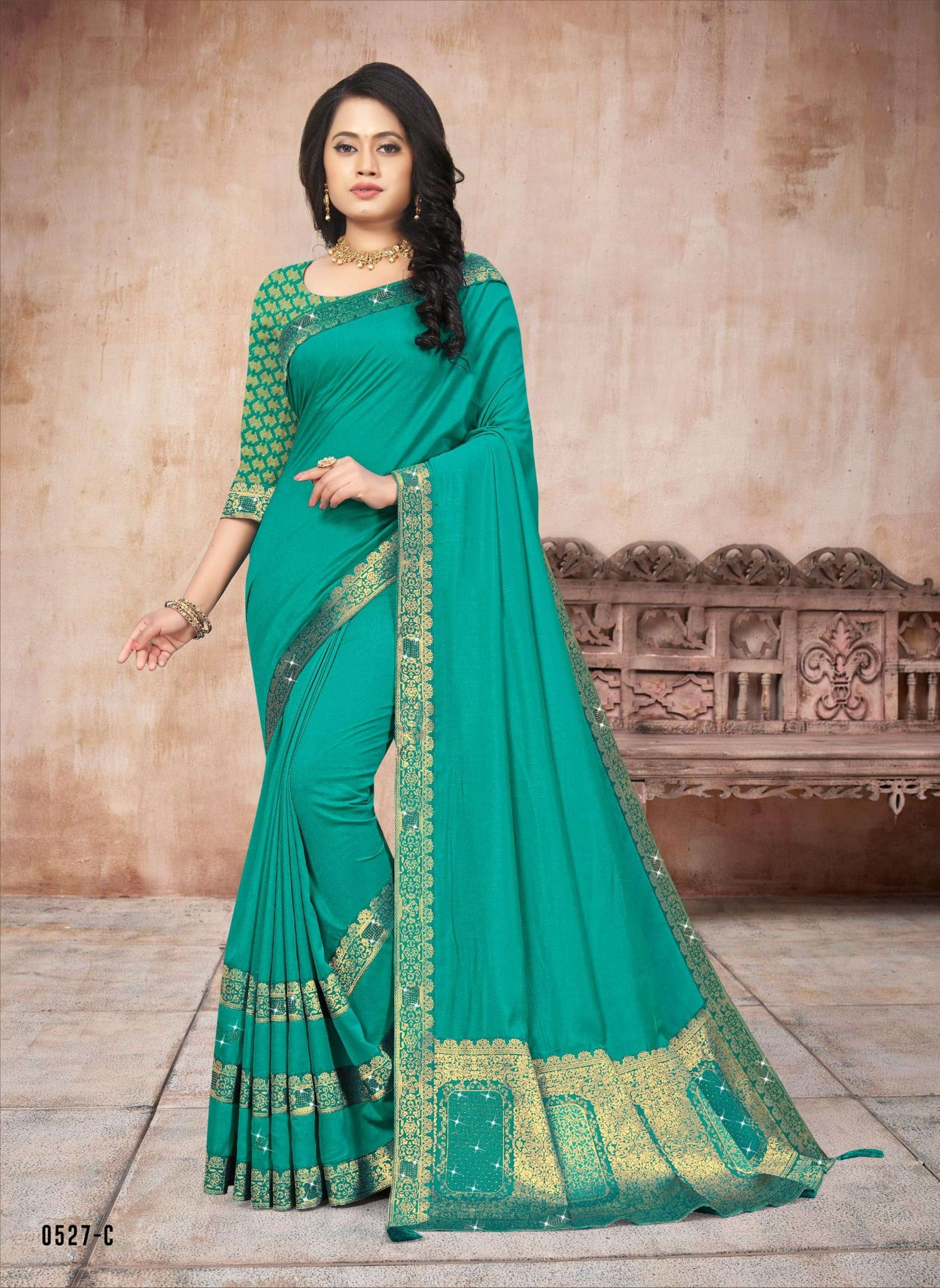 RAM SETU BY INDIAN WOMEN 0527-A TO 0527-F SERIES INDIAN TRADITIONAL WEAR COLLECTION BEAUTIFUL STYLISH FANCY COLORFUL PARTY WEAR & OCCASIONAL WEAR VICHITRA SILK SAREES AT WHOLESALE PRICE