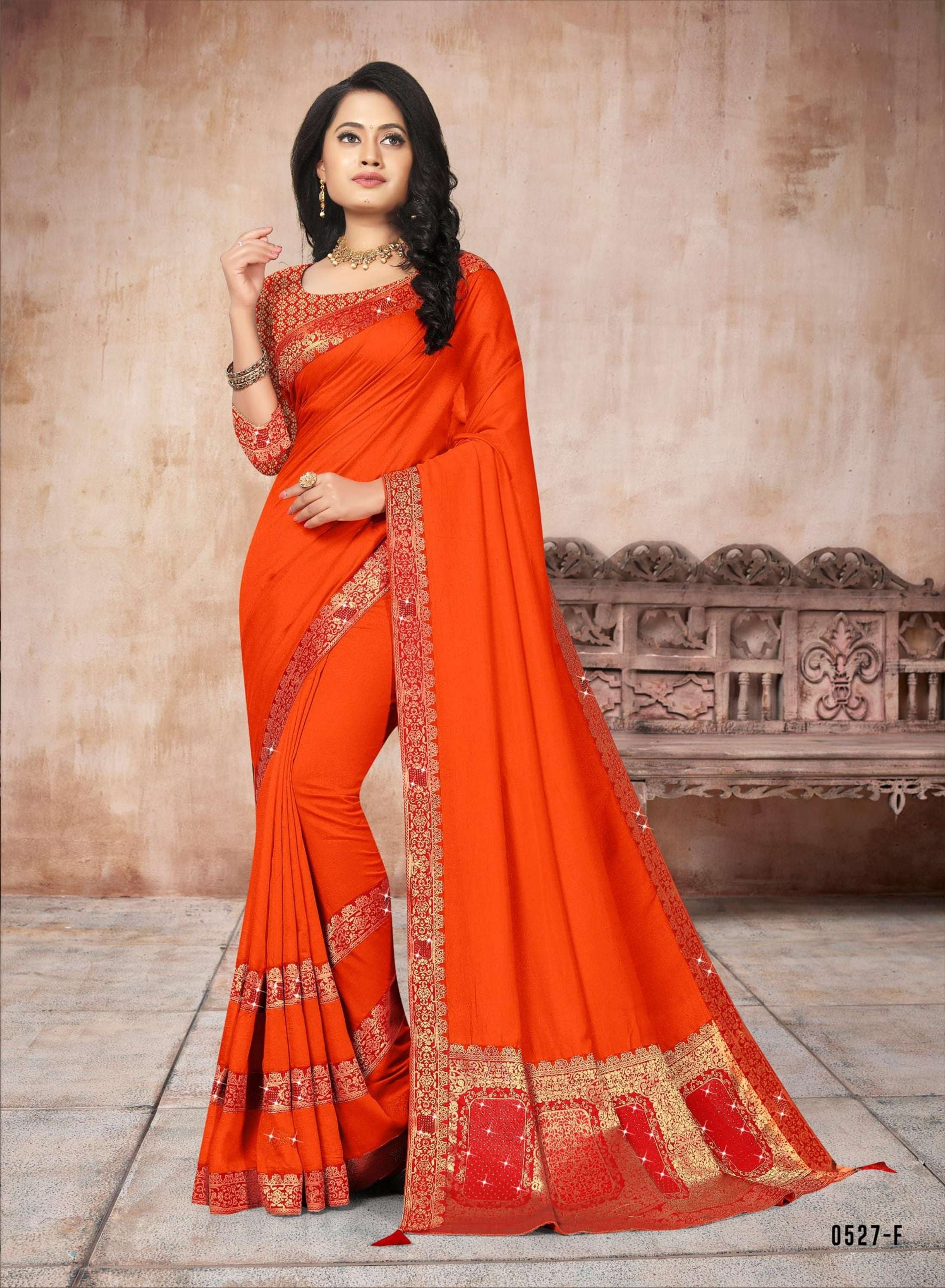 RAM SETU BY INDIAN WOMEN 0527-A TO 0527-F SERIES INDIAN TRADITIONAL WEAR COLLECTION BEAUTIFUL STYLISH FANCY COLORFUL PARTY WEAR & OCCASIONAL WEAR VICHITRA SILK SAREES AT WHOLESALE PRICE