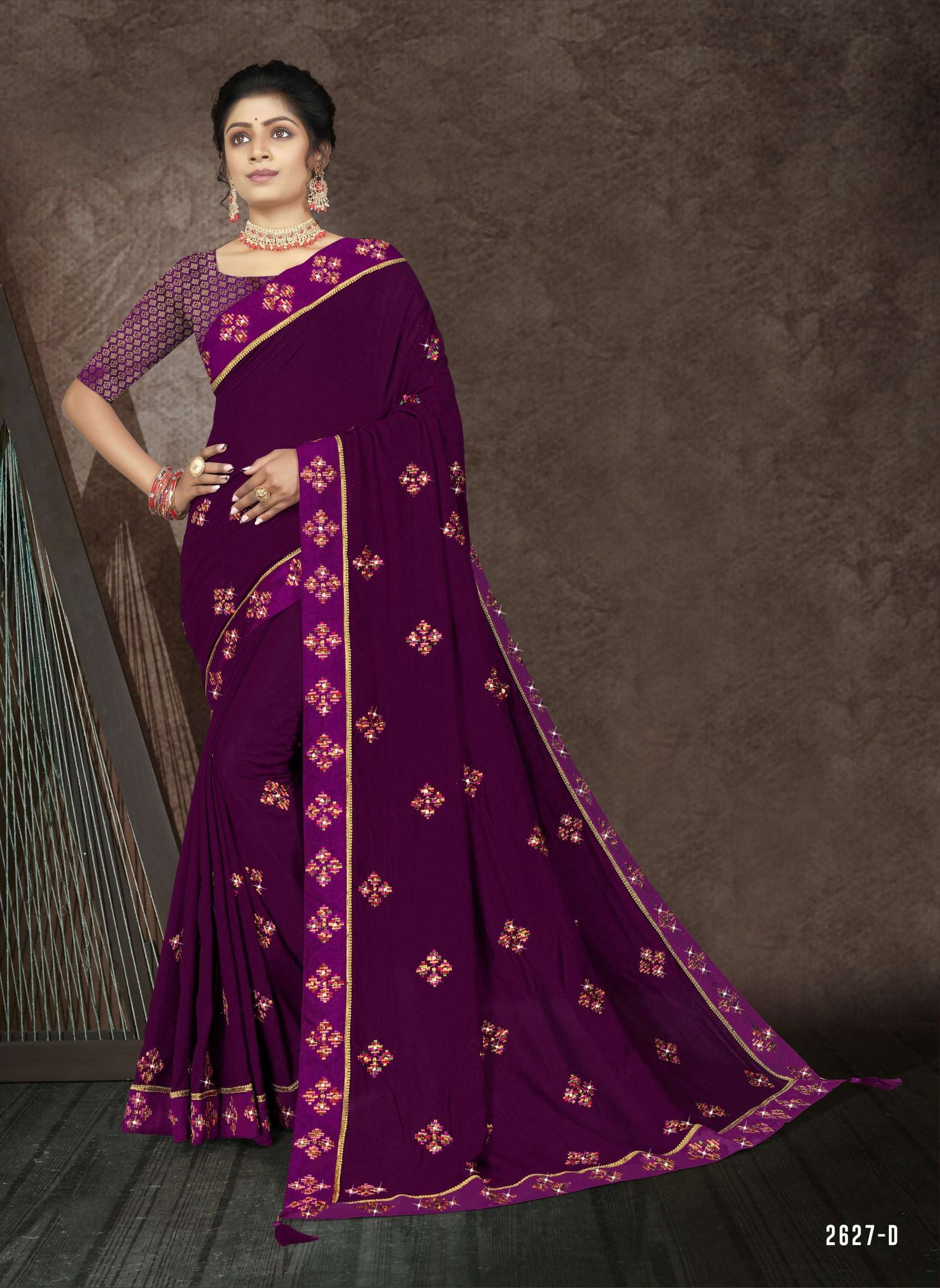 RAM LAKHAN BY INDIAN WOMEN 2627-A TO 2627-F SERIES INDIAN TRADITIONAL WEAR COLLECTION BEAUTIFUL STYLISH FANCY COLORFUL PARTY WEAR & OCCASIONAL WEAR VICHITRA SILK SAREES AT WHOLESALE PRICE