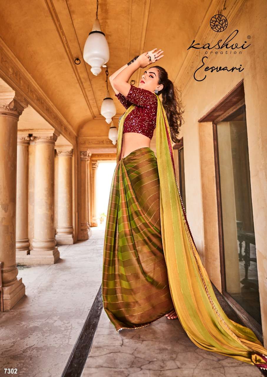 EESVARI BY KASHVI CREATION 7301 TO 7310 SERIES INDIAN TRADITIONAL WEAR COLLECTION BEAUTIFUL STYLISH FANCY COLORFUL PARTY WEAR & OCCASIONAL WEAR SATIN SAREES AT WHOLESALE PRICE