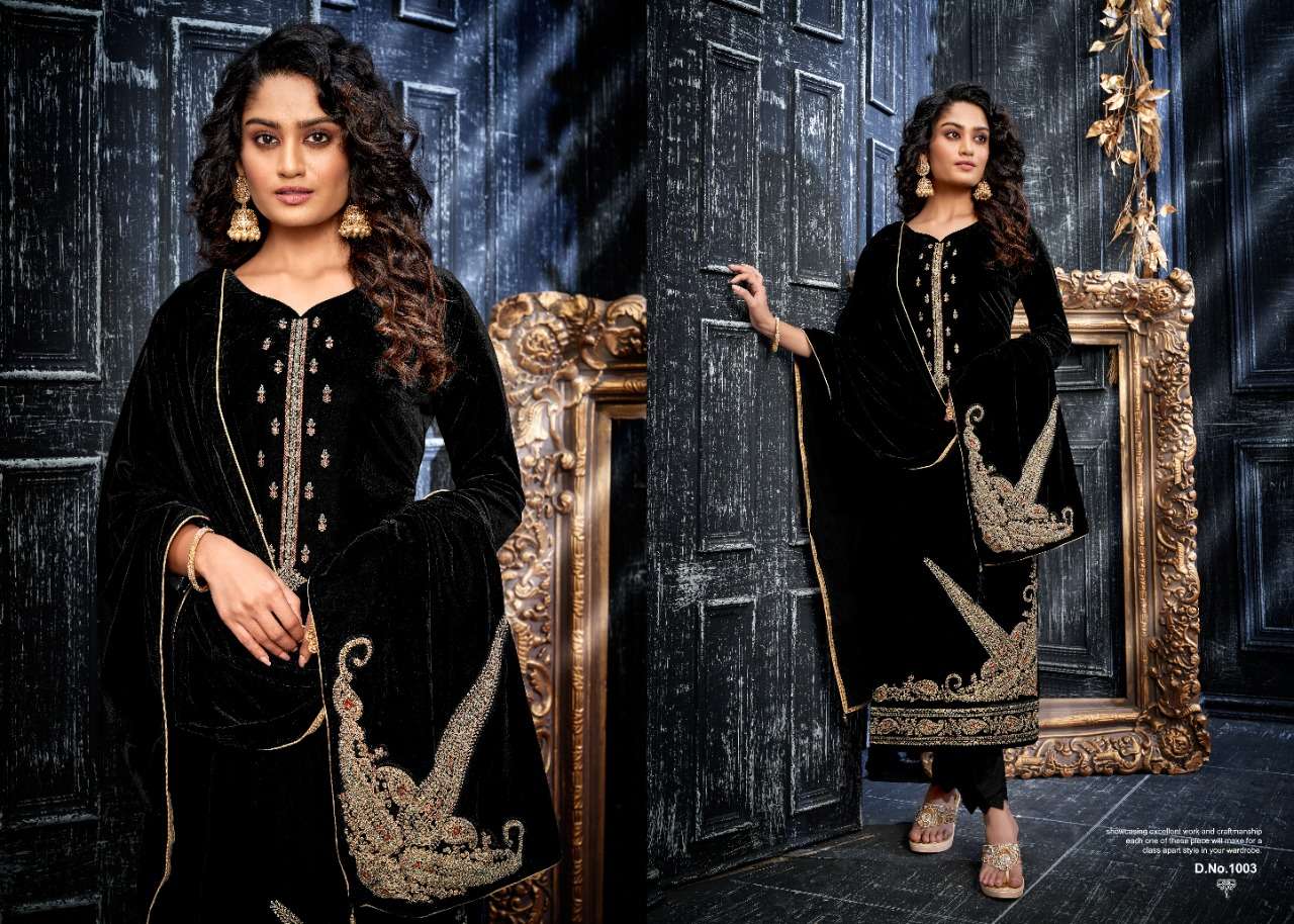 REHNUMA BY ZSM 1001 TO 1005 SERIES BEAUTIFUL STYLISH SUITS FANCY COLORFUL CASUAL WEAR & ETHNIC WEAR & READY TO WEAR PURE VELVET DRESSES AT WHOLESALE PRICE