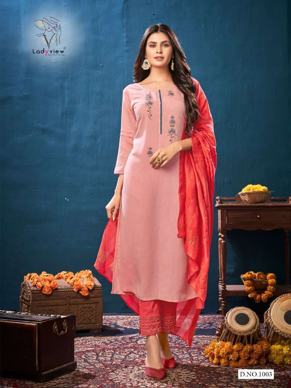 SARANGI BY LADY VIEW 1001 TO 1004 SERIES BEAUTIFUL SUITS COLORFUL STYLISH FANCY CASUAL WEAR & ETHNIC WEAR VISCOSE WITH WORK DRESSES AT WHOLESALE PRICE