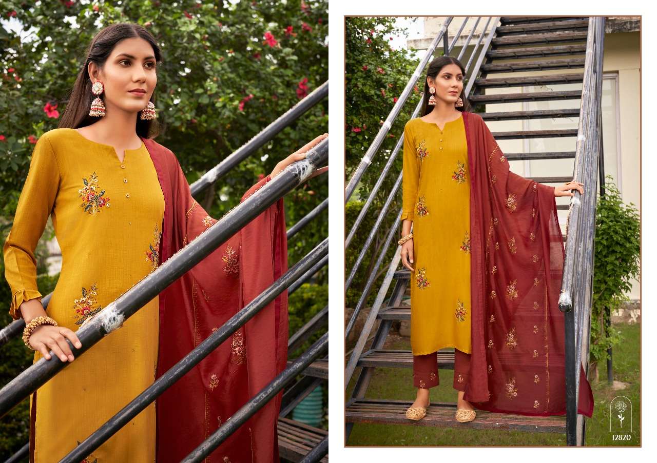 SUNDRI BY KIVI 12819 TO 12826 SERIES BEAUTIFUL SUITS COLORFUL STYLISH FANCY CASUAL WEAR & ETHNIC WEAR HEAVY RAYON EMBROIDERED DRESSES AT WHOLESALE PRICE
