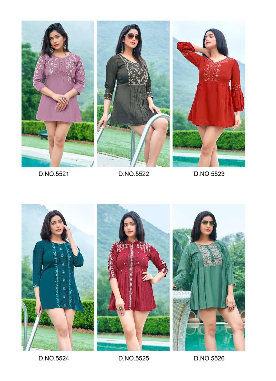 Rare Vol-2 By Yami Fashion 5621 To 5629 Series Beautiful Stylish Fancy Colorful Casual Wear & Ethnic Wear Viscose Chinnon Tops At Wholesale Price