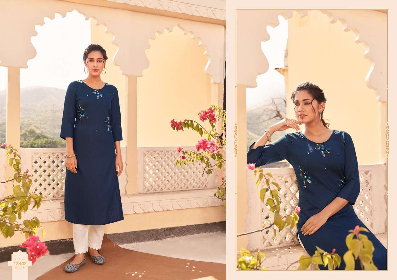 WALNUT BY KIVI 12841 TO 12846 SERIES DESIGNER STYLISH FANCY COLORFUL BEAUTIFUL PARTY WEAR & ETHNIC WEAR COLLECTION FANCY KURTIS AT WHOLESALE PRICE