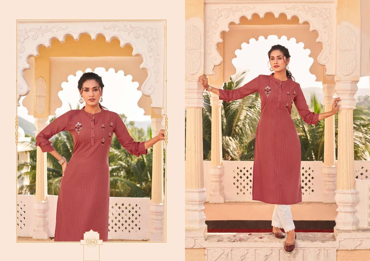WALNUT BY KIVI 12841 TO 12846 SERIES DESIGNER STYLISH FANCY COLORFUL BEAUTIFUL PARTY WEAR & ETHNIC WEAR COLLECTION FANCY KURTIS AT WHOLESALE PRICE
