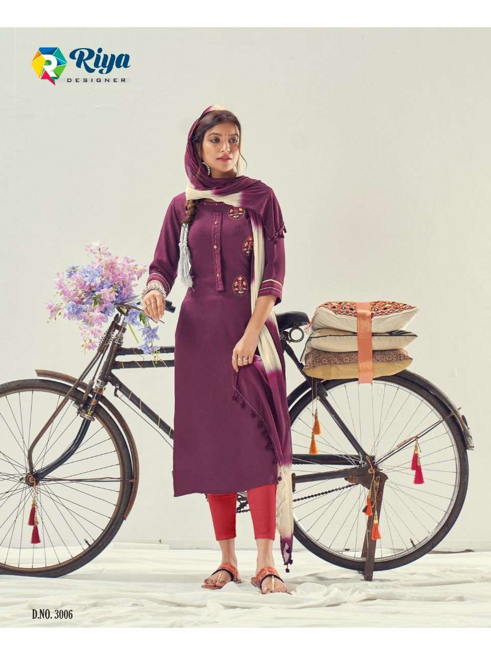 CYCLONE BY RIYA DESIGNER 3001 TO 3006 SERIES DESIGNER STYLISH FANCY COLORFUL BEAUTIFUL PARTY WEAR & ETHNIC WEAR COLLECTION HEAVY TESLA SLUB KURTIS WITH DUPATTA AT WHOLESALE PRICE