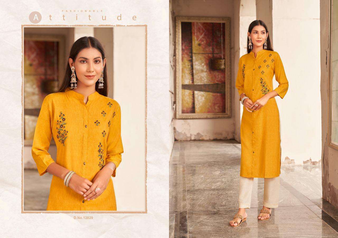 LEEMBOODI BY KIVI 12825 TO 12830 SERIES DESIGNER STYLISH FANCY COLORFUL BEAUTIFUL PARTY WEAR & ETHNIC WEAR COLLECTION FANCY WEAVING EMBROIDERY KURTIS AT WHOLESALE PRICE