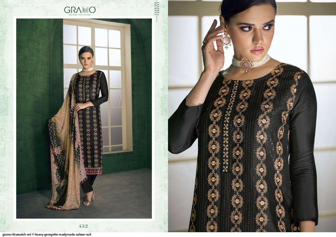 KHAWAISH BY GRAMO 451 TO 456 SERIES BEAUTIFUL SUITS COLORFUL STYLISH FANCY CASUAL WEAR & ETHNIC WEAR FANCY DRESSES AT WHOLESALE PRICE