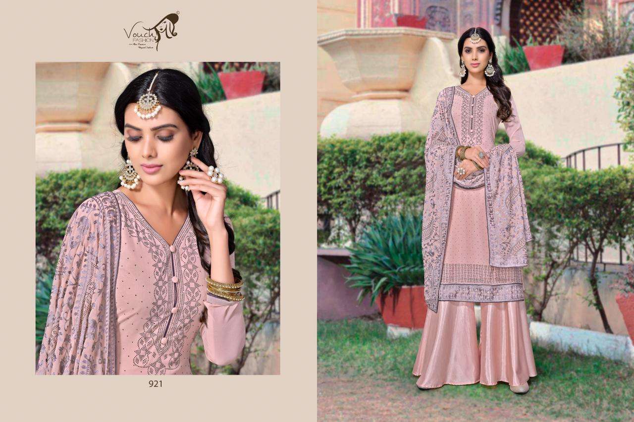 NAARI VOL-3 BY VOUCHE 921 TO 924 SERIES DESIGNER SHARARA SUITS COLLECTION BEAUTIFUL STYLISH COLORFUL FANCY PARTY WEAR & OCCASIONAL WEAR GEORGETTE DRESSES AT WHOLESALE PRICE