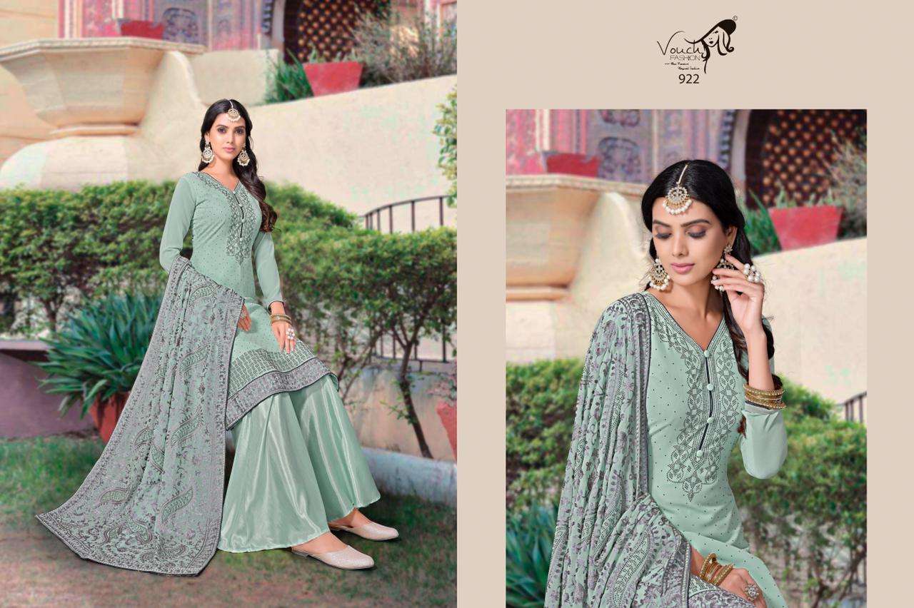 NAARI VOL-3 BY VOUCHE 921 TO 924 SERIES DESIGNER SHARARA SUITS COLLECTION BEAUTIFUL STYLISH COLORFUL FANCY PARTY WEAR & OCCASIONAL WEAR GEORGETTE DRESSES AT WHOLESALE PRICE