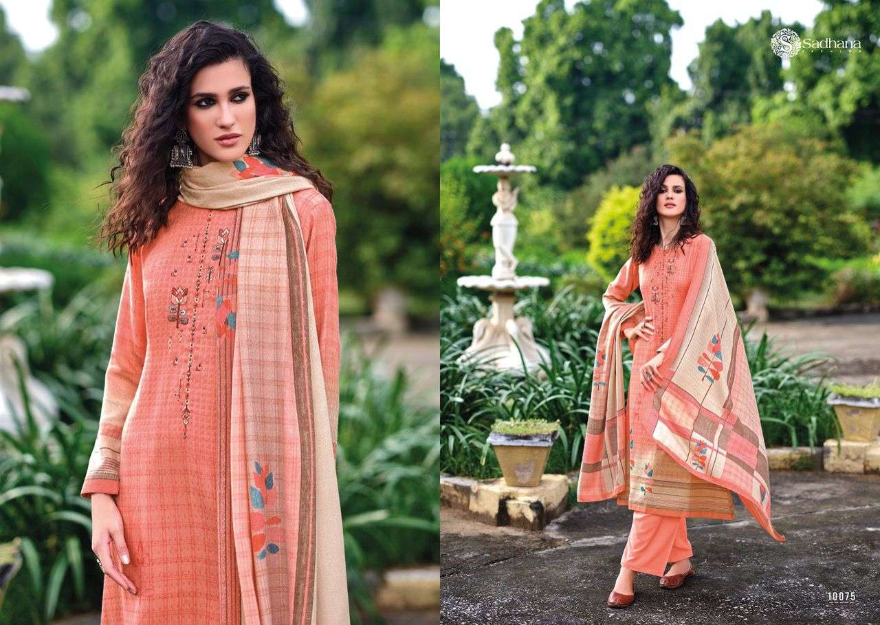 BLOSSOM BY SADHANA FASHION 10073 TO 10078 SERIES BEAUTIFUL STYLISH SUITS FANCY COLORFUL CASUAL WEAR & ETHNIC WEAR & READY TO WEAR PURE PASHMINA PRINTED DRESSES AT WHOLESALE PRICE