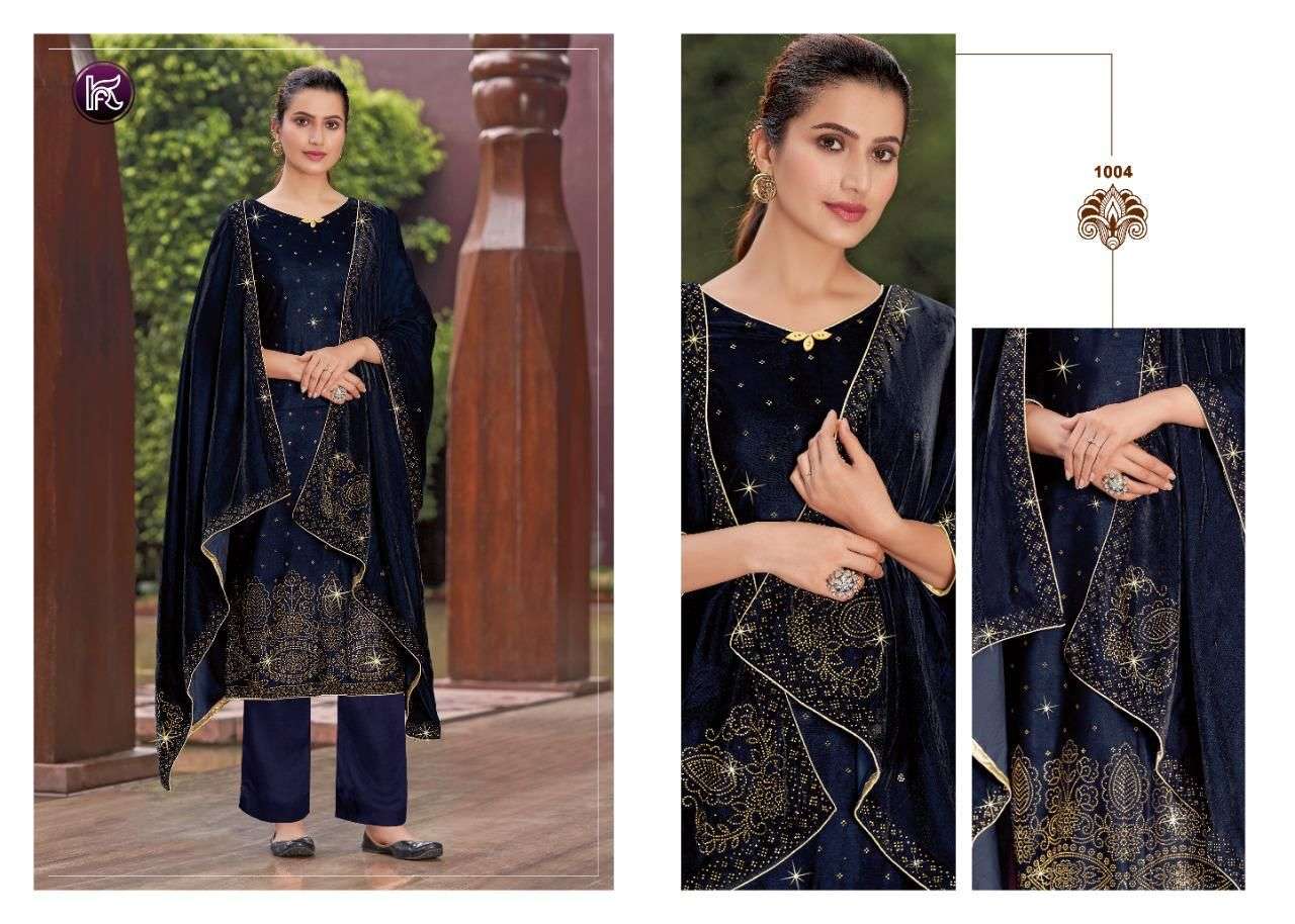 KALA DIAMOND BY KALA FASHION 1001 TO 1007 SERIES BEAUTIFUL SUITS COLORFUL STYLISH FANCY CASUAL WEAR & ETHNIC WEAR VELVET WITH WORK DRESSES AT WHOLESALE PRICE
