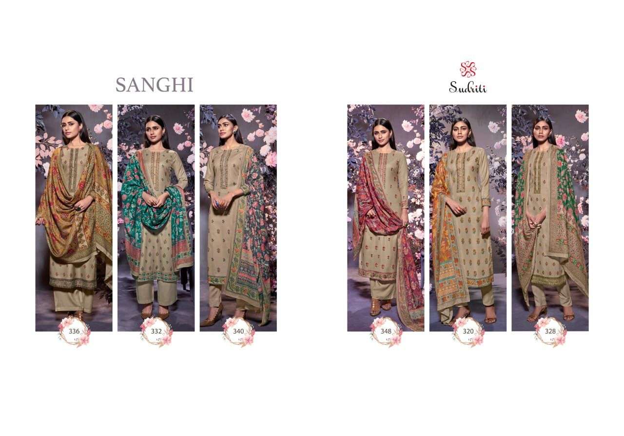 SANGHI BY SUDRITI BEAUTIFUL SUITS COLORFUL STYLISH FANCY CASUAL WEAR & ETHNIC WEAR PASHMINA TWILL DIGITAL PRINT DRESSES AT WHOLESALE PRICE