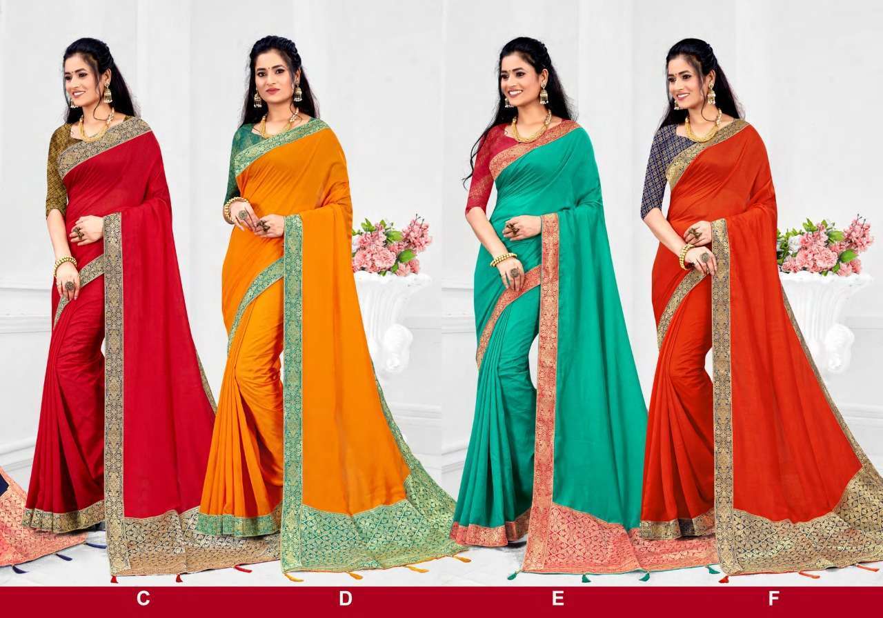 CRYSTAL SILK VOL-2 BY SHRAVYA FASHION A TO F SERIES INDIAN TRADITIONAL WEAR COLLECTION BEAUTIFUL STYLISH FANCY COLORFUL PARTY WEAR & OCCASIONAL WEAR VICHITRA SILK SAREES AT WHOLESALE PRICE