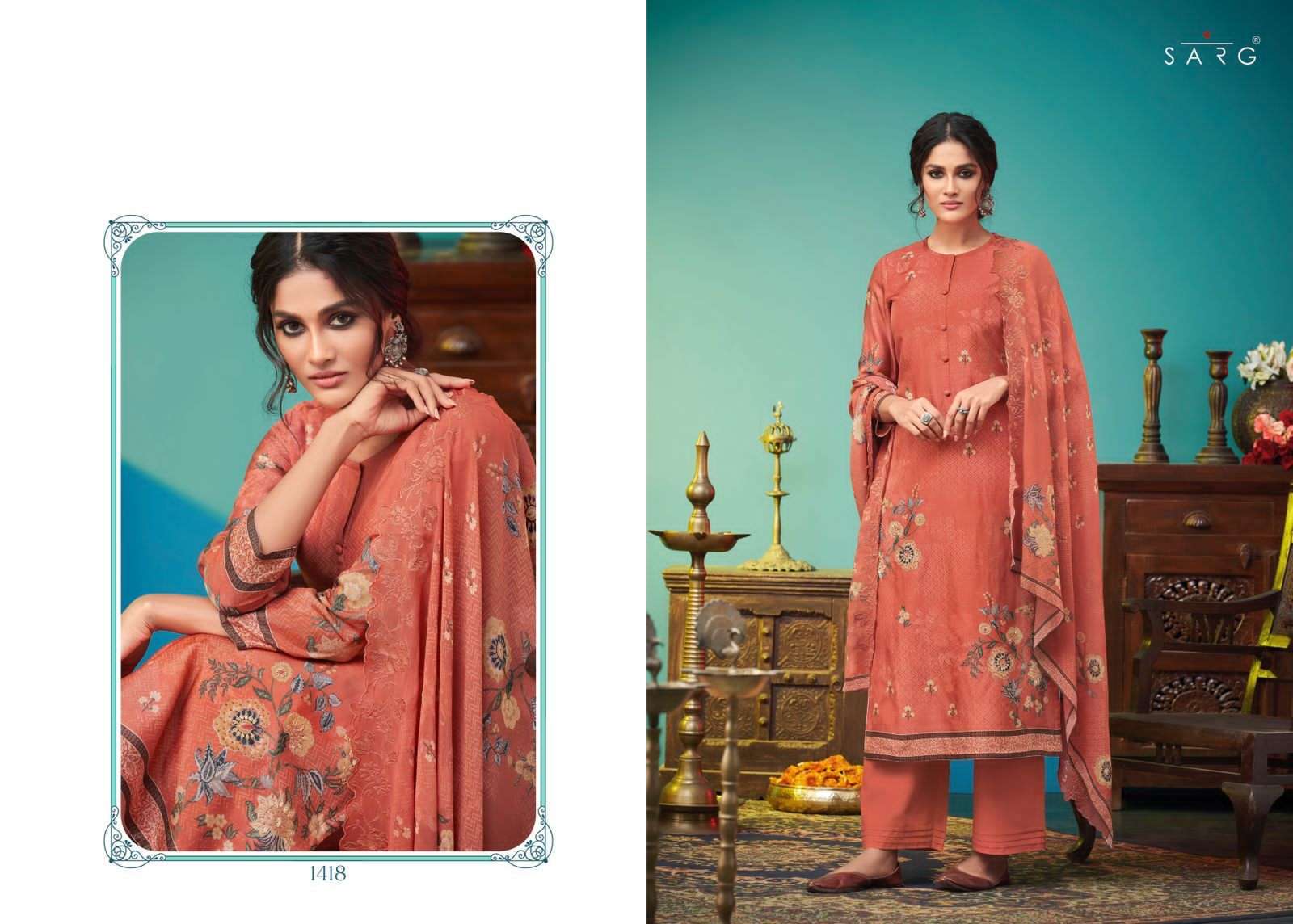 BELLA CASA BY SARG BEAUTIFUL STYLISH SUITS FANCY COLORFUL CASUAL WEAR & ETHNIC WEAR & READY TO WEAR PURA RUSSIAN SILK DRESSES AT WHOLESALE PRICE