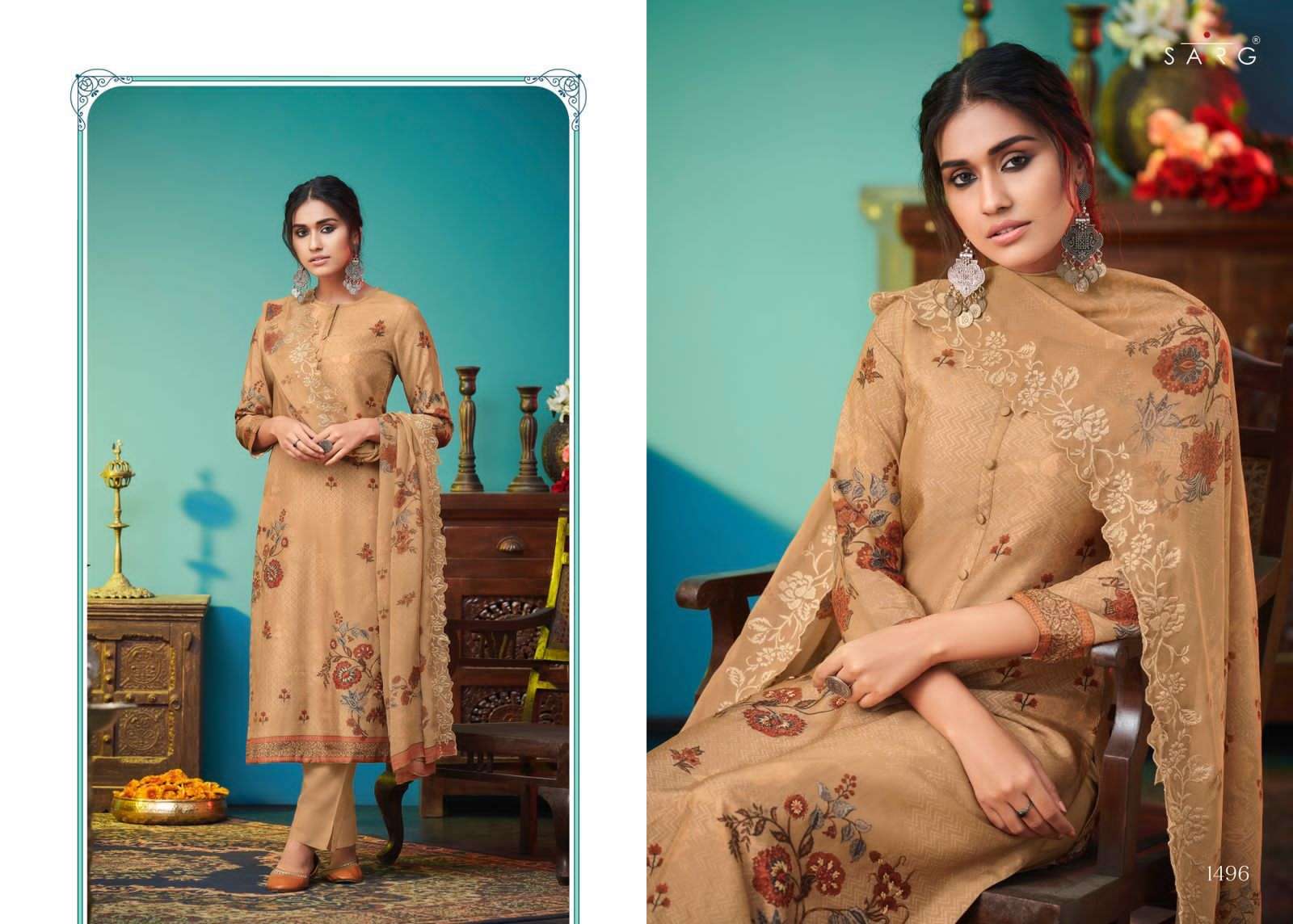 BELLA CASA BY SARG BEAUTIFUL STYLISH SUITS FANCY COLORFUL CASUAL WEAR & ETHNIC WEAR & READY TO WEAR PURA RUSSIAN SILK DRESSES AT WHOLESALE PRICE