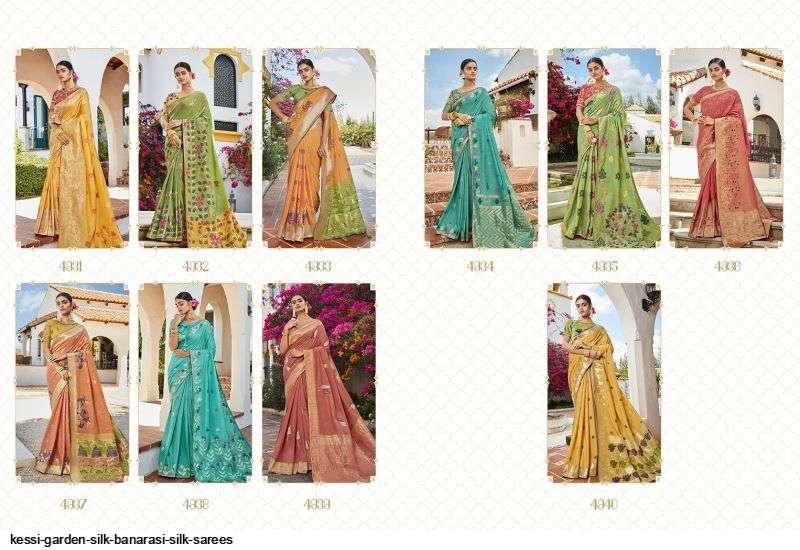 GARDEN SILK BY KESSI FABRICS 4931 TO 4940 SERIES INDIAN TRADITIONAL WEAR COLLECTION BEAUTIFUL STYLISH FANCY COLORFUL PARTY WEAR & OCCASIONAL WEAR COTTON BANARASI SILK SAREES AT WHOLESALE PRICE
