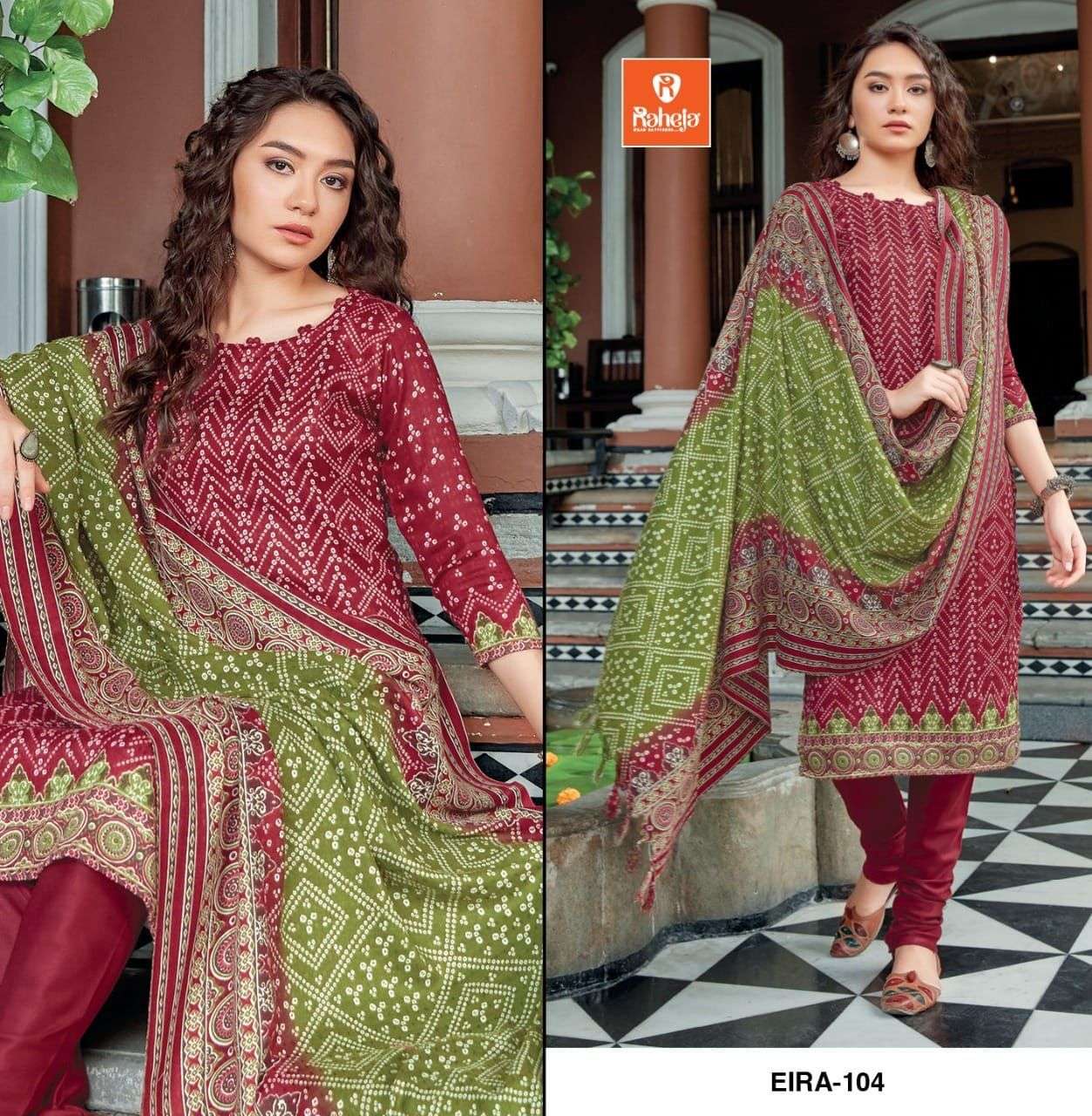 EIRA BY RAHEJA TEX FAB 101 TO 106 SERIES BEAUTIFUL SUITS COLORFUL STYLISH FANCY CASUAL WEAR & ETHNIC WEAR PASHMINA PRINT DRESSES AT WHOLESALE PRICE