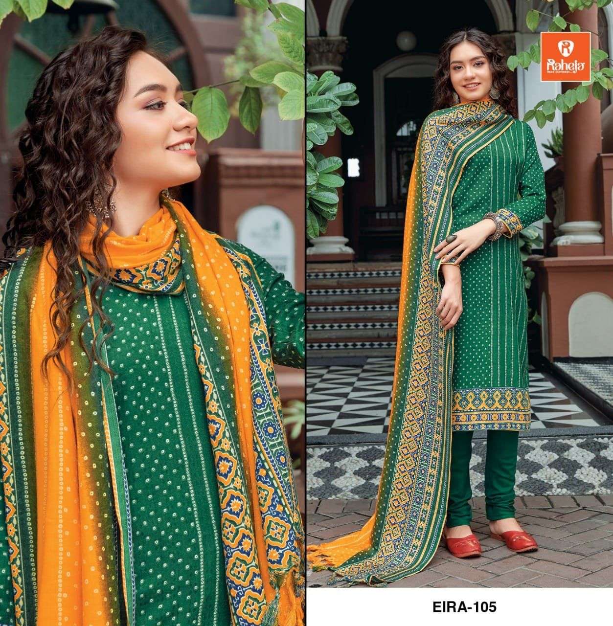 EIRA BY RAHEJA TEX FAB 101 TO 106 SERIES BEAUTIFUL SUITS COLORFUL STYLISH FANCY CASUAL WEAR & ETHNIC WEAR PASHMINA PRINT DRESSES AT WHOLESALE PRICE