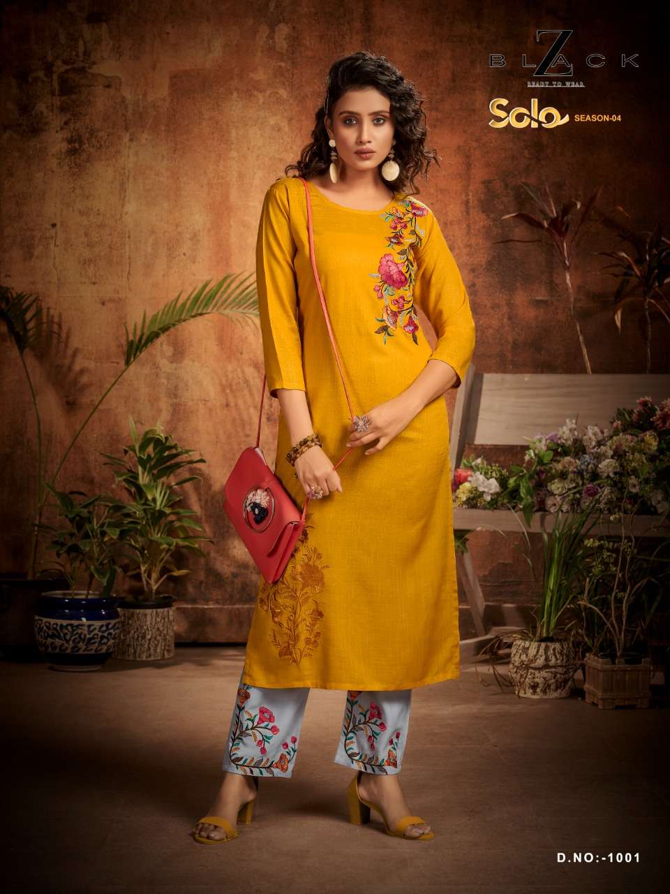 SOLO VOL-4 BY Z BLACK 1001 TO 1006 SERIES DESIGNER STYLISH FANCY COLORFUL BEAUTIFUL PARTY WEAR & ETHNIC WEAR COLLECTION RAYON EMBROIDERED KURTIS WITH BOTTOM AT WHOLESALE PRICE