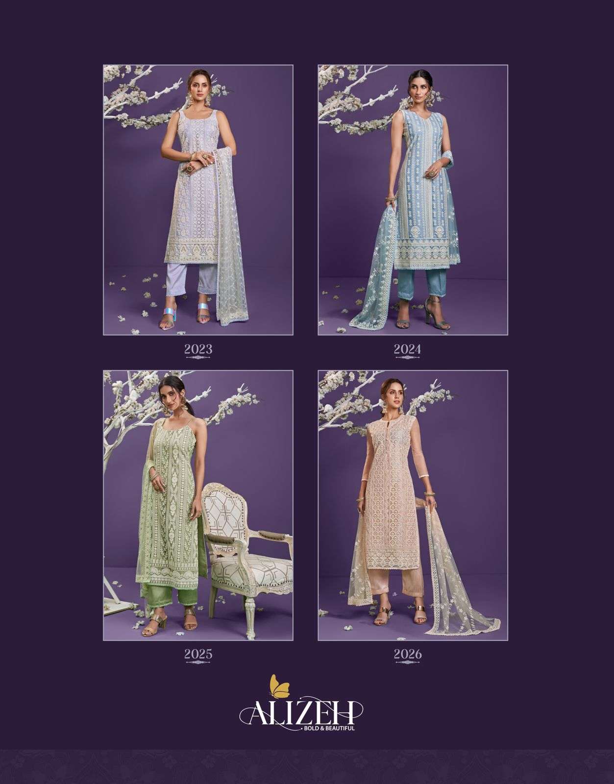 Lucknowi Vol-1 By Alizeh 2023 To 2026 Series Beautiful Stylish Suits Fancy Colorful Casual Wear & Ethnic Wear & Ready To Wear Net Dresses At Wholesale Price