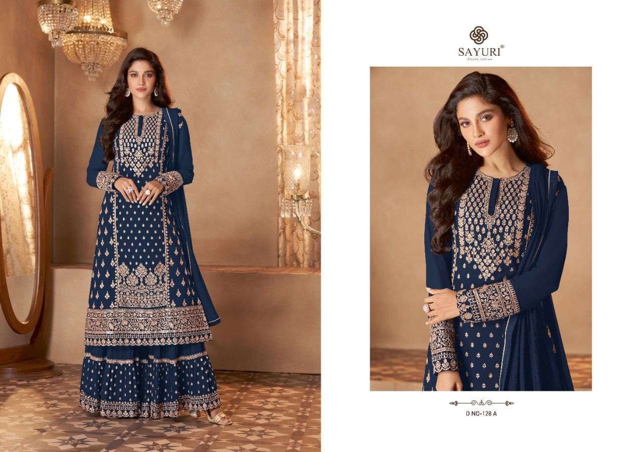 ZOHRA BY SAYURI 128-A TO 128-E SERIES DESIGNER WEDDING COLLECTION BEAUTIFUL STYLISH FANCY COLORFUL PARTY WEAR & OCCASIONAL WEAR REAL GEORGETTE EMBROIDERED DRESSES AT WHOLESALE PRICE