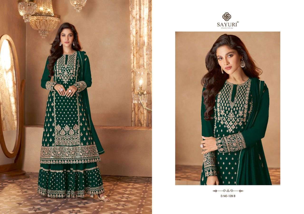 ZOHRA BY SAYURI 128-A TO 128-E SERIES DESIGNER WEDDING COLLECTION BEAUTIFUL STYLISH FANCY COLORFUL PARTY WEAR & OCCASIONAL WEAR REAL GEORGETTE EMBROIDERED DRESSES AT WHOLESALE PRICE