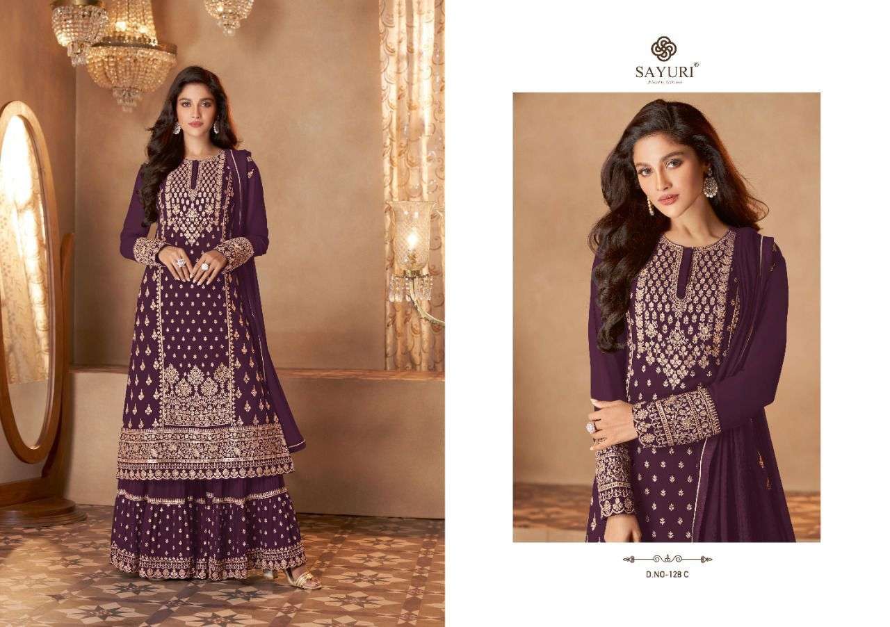 ZOHRA BY SAYURI 128-A TO 128-E SERIES DESIGNER WEDDING COLLECTION BEAUTIFUL STYLISH FANCY COLORFUL PARTY WEAR & OCCASIONAL WEAR REAL GEORGETTE EMBROIDERED DRESSES AT WHOLESALE PRICE