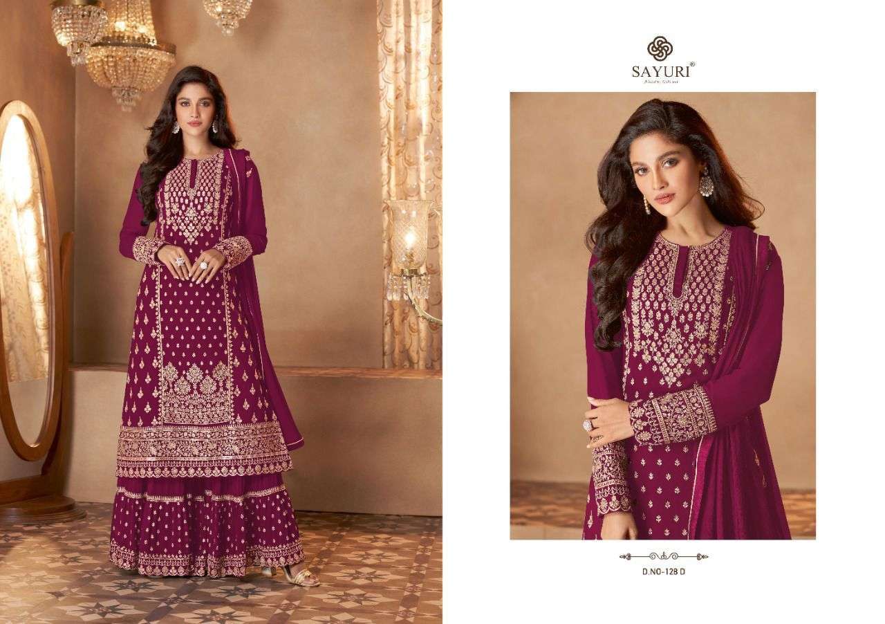 ZOHRA BY SAYURI 128-A TO 128-E SERIES DESIGNER WEDDING COLLECTION BEAUTIFUL STYLISH FANCY COLORFUL PARTY WEAR & OCCASIONAL WEAR REAL GEORGETTE EMBROIDERED DRESSES AT WHOLESALE PRICE