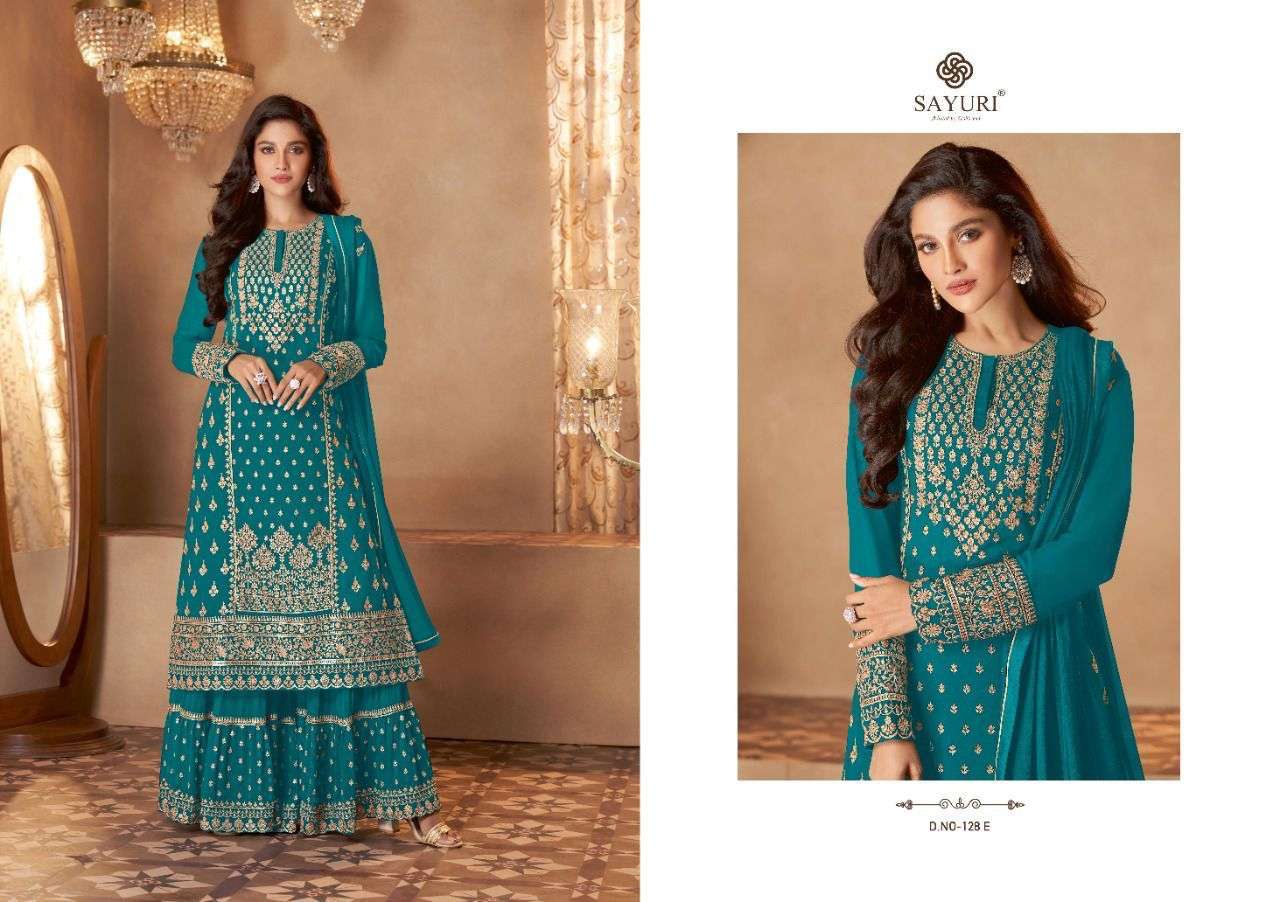 ZOHRA BY SAYURI 128-A TO 128-E SERIES DESIGNER WEDDING COLLECTION BEAUTIFUL STYLISH FANCY COLORFUL PARTY WEAR & OCCASIONAL WEAR REAL GEORGETTE EMBROIDERED DRESSES AT WHOLESALE PRICE