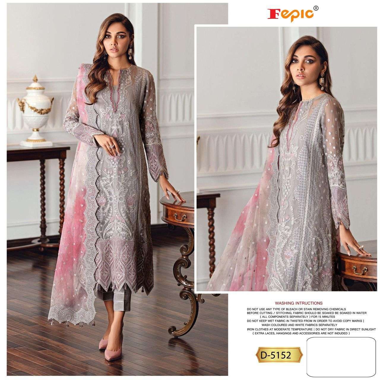 FEPIC HIT DESIGN 5152 BY FEPIC PAKISTANI SUITS BEAUTIFUL FANCY COLORFUL STYLISH PARTY WEAR & OCCASIONAL WEAR FAUX GEORGETTE EMBROIDERED DRESSES AT WHOLESALE PRICE