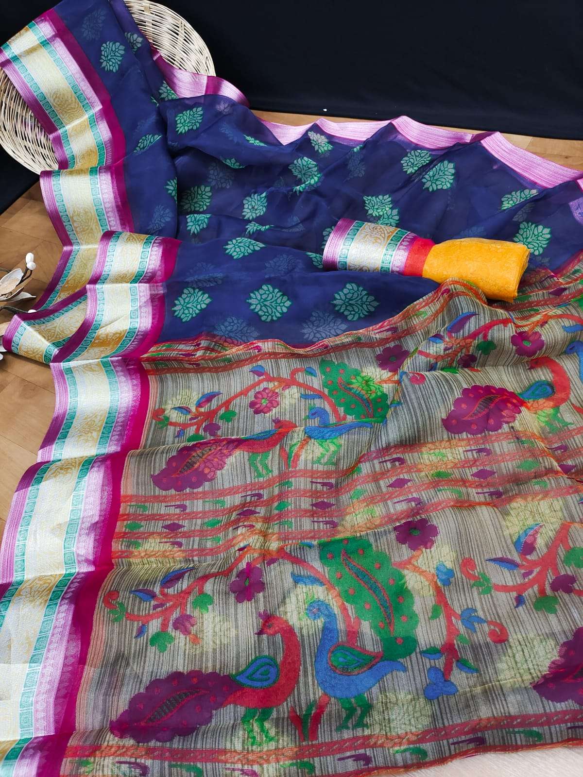 PREMIUM ORGANZA VOL-5 BY MYRA 501 TO 512 SERIES INDIAN TRADITIONAL WEAR COLLECTION BEAUTIFUL STYLISH FANCY COLORFUL PARTY WEAR & OCCASIONAL WEAR PREMIUM ORGANZA SAREES AT WHOLESALE PRICE
