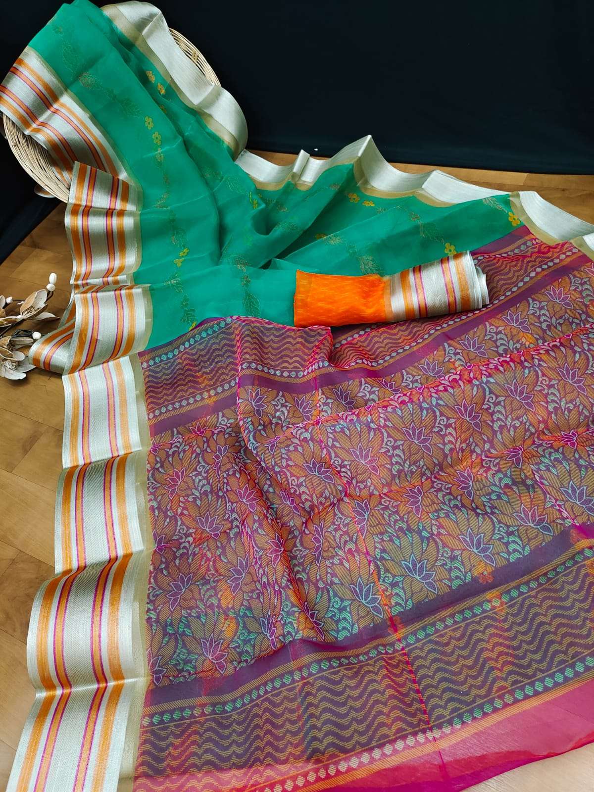 PREMIUM ORGANZA VOL-5 BY MYRA 501 TO 512 SERIES INDIAN TRADITIONAL WEAR COLLECTION BEAUTIFUL STYLISH FANCY COLORFUL PARTY WEAR & OCCASIONAL WEAR PREMIUM ORGANZA SAREES AT WHOLESALE PRICE