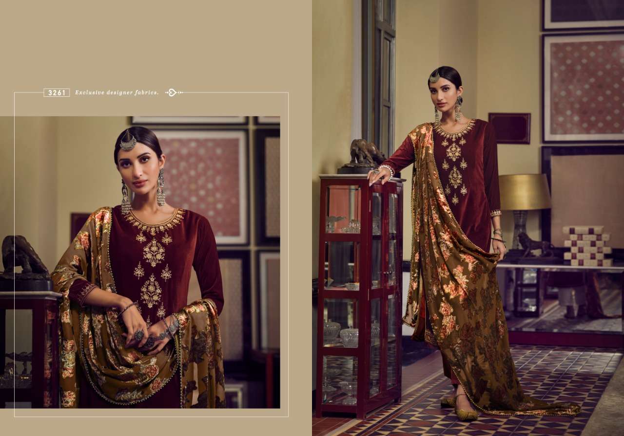 GLAMOUR BY CHARMY 3261 TO 3265 SERIES BEAUTIFUL SUITS COLORFUL STYLISH FANCY CASUAL WEAR & ETHNIC WEAR VELVET EMBROIDERED DRESSES AT WHOLESALE PRICE
