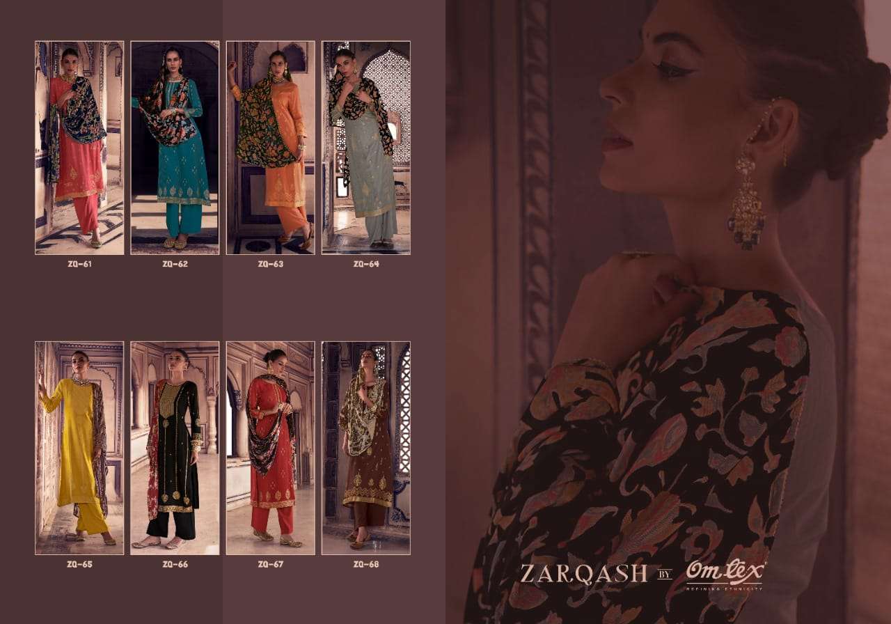 ZARQASH BY JHANSI 601 TO 68 SERIES BEAUTIFUL SUITS COLORFUL STYLISH FANCY CASUAL WEAR & ETHNIC WEAR PASHMINA SILK DRESSES AT WHOLESALE PRICE